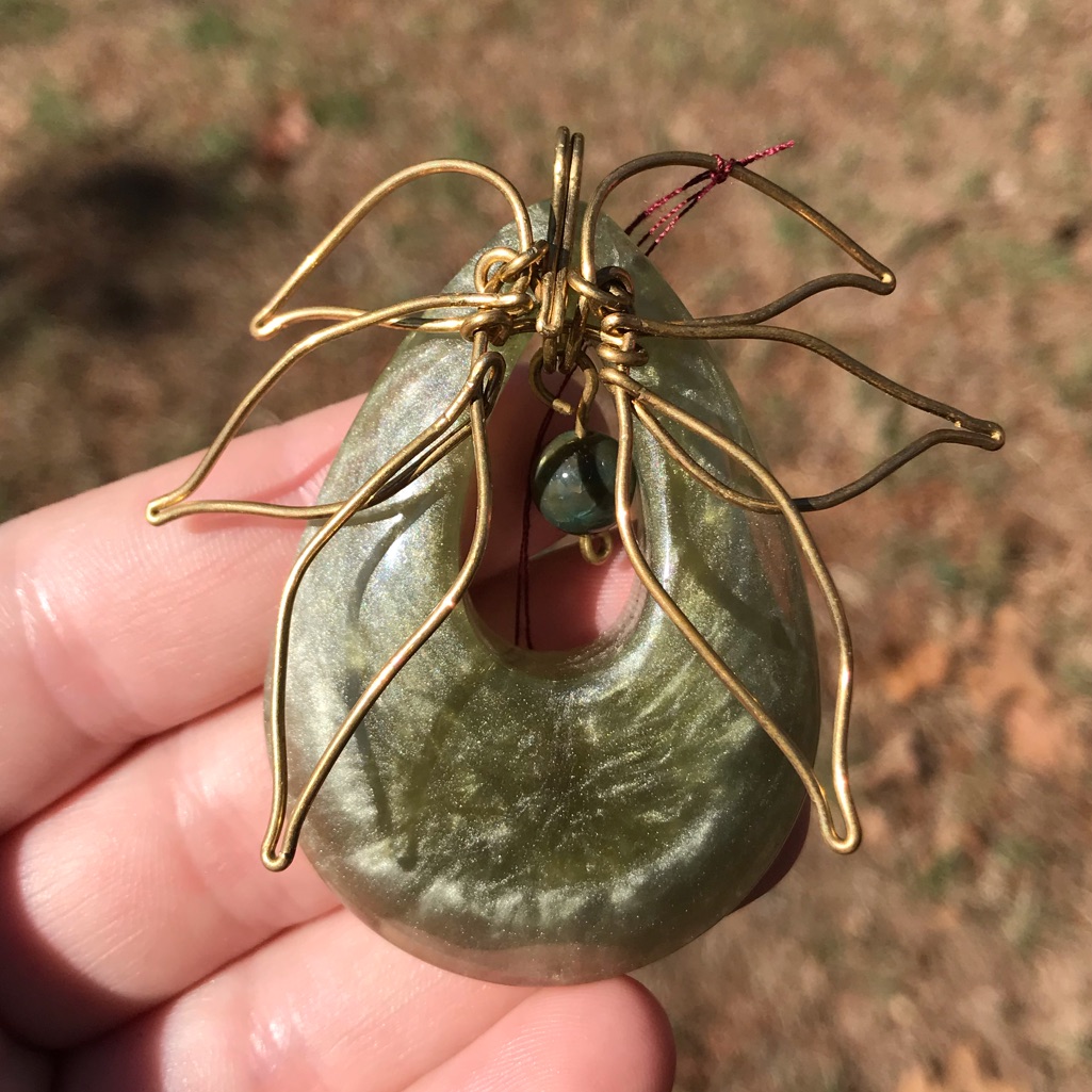 Beautiful Bronze Wire And Resin Pendant